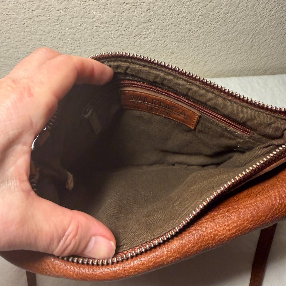 Vilenca Holland Hand Woven Flap Soft Leather Crossbody Bag Cognac Brown Boho - Picture 6 of 12